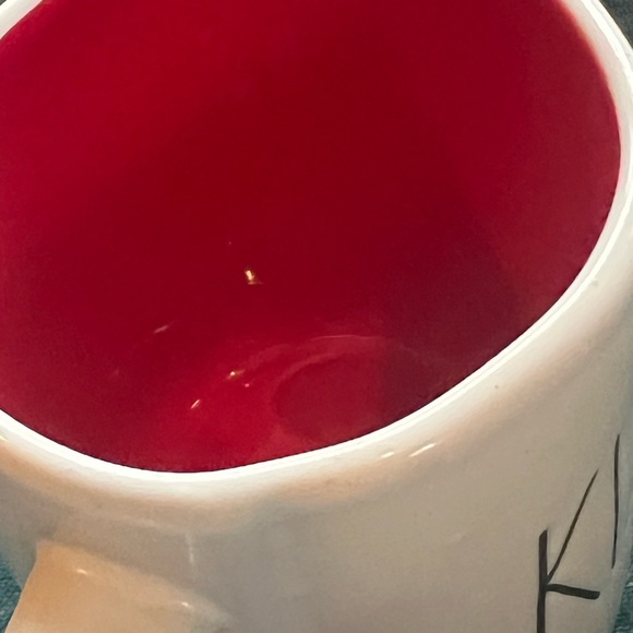 Rae Dunn Hugs Kisses Mug Double sided Coffee Mug Red Interior Valentine - Picture 5 of 6